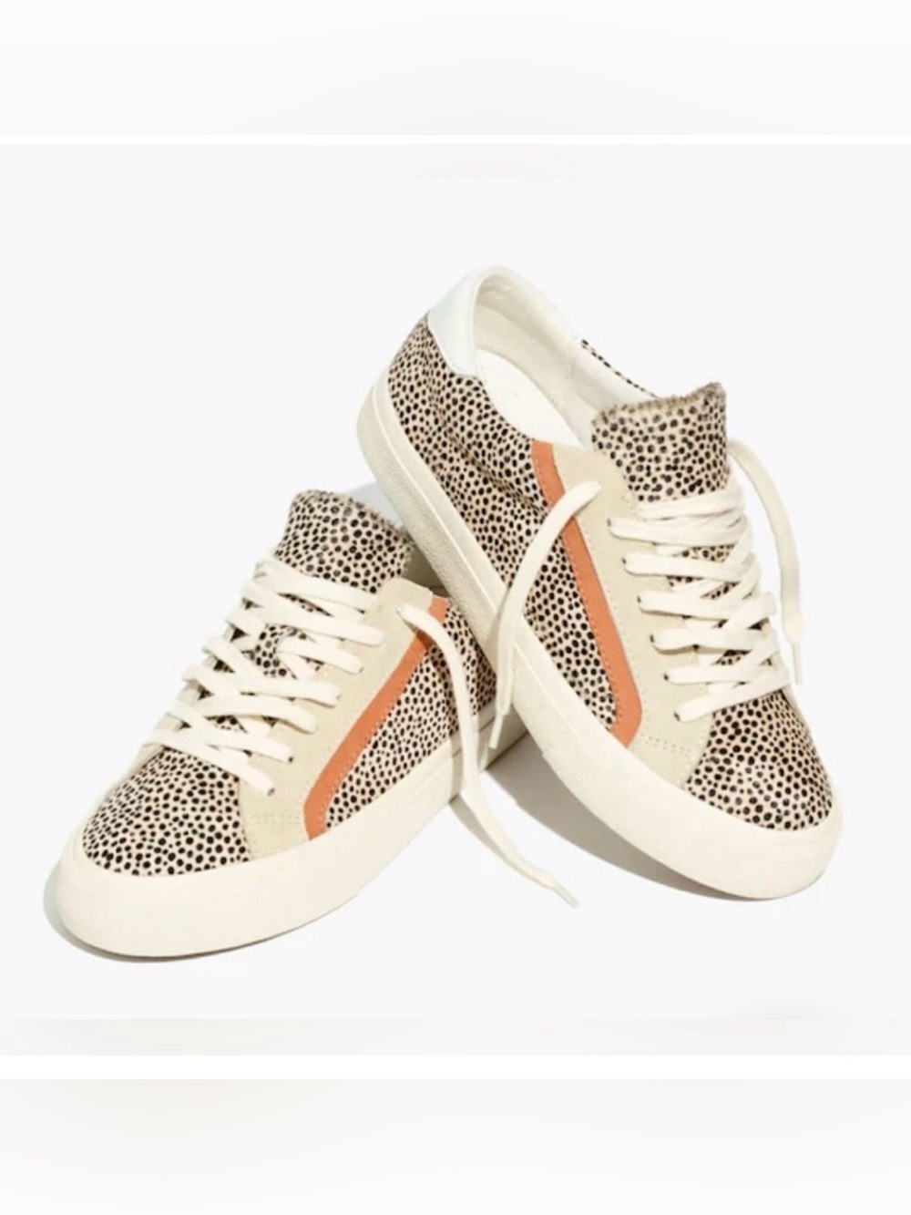 Madewell Sidewalk Low Top Sneakers in Spotted Calf Hair -Light Sand -Sz 9